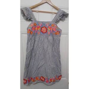 Savanna jane womens small boho patchwork gray red crochet dress square neck